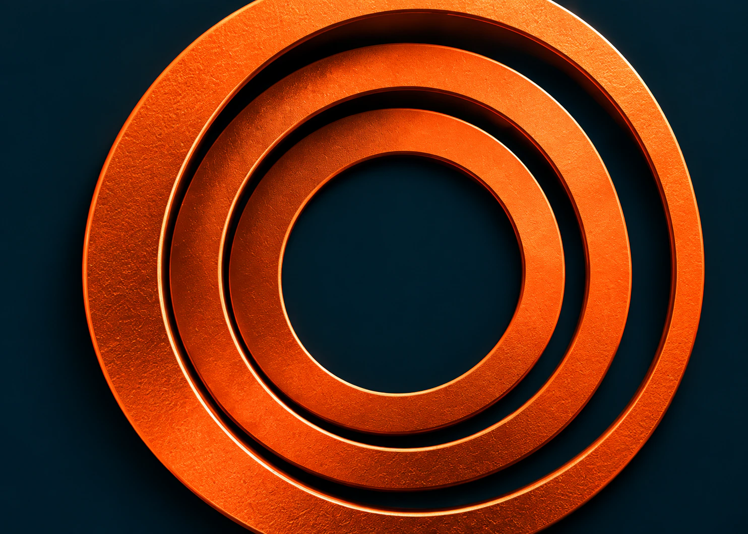 The CRIA rings rendered in orange metal