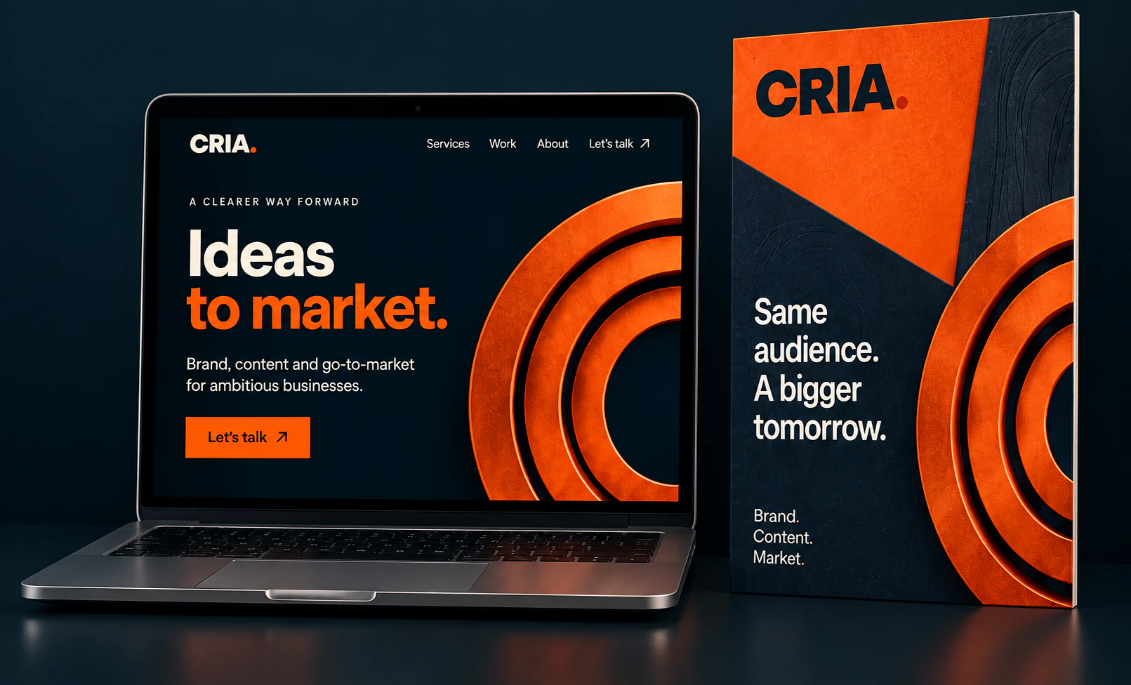 A laptop and printed box showing the CRIA launch system