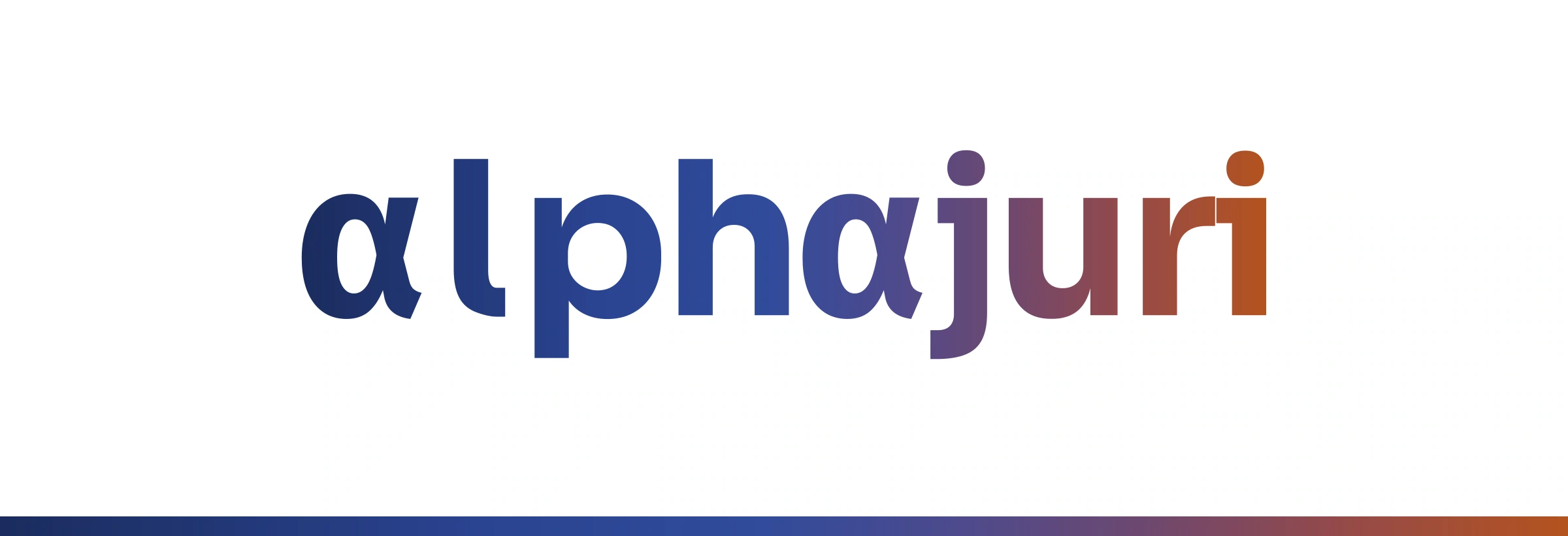The AlphaJuri identity: Greek alpha letterforms with an indigo-to-rust gradient